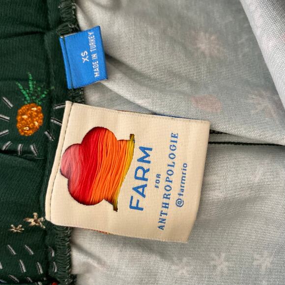 Anthropologie Farm Rio Fernanda Flared Pants Green Toucan Bird Tropical XS - Picture 8 of 10